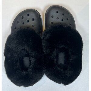 NEW CROCS Womens 6 Mens 4 Faux Fur Lined Black Slip-On Clogs